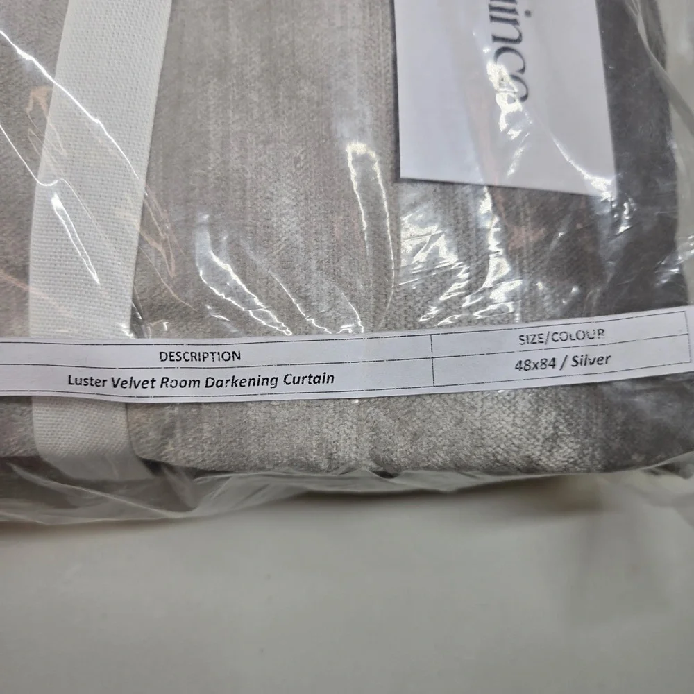 NWT QUINCE Set 48x84 Luster Velvet Room Darkening Curtain Silver 2494